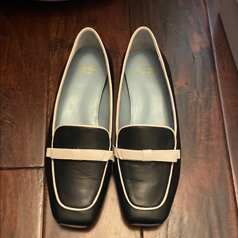 Frances Valentine Black and Cream Loafers